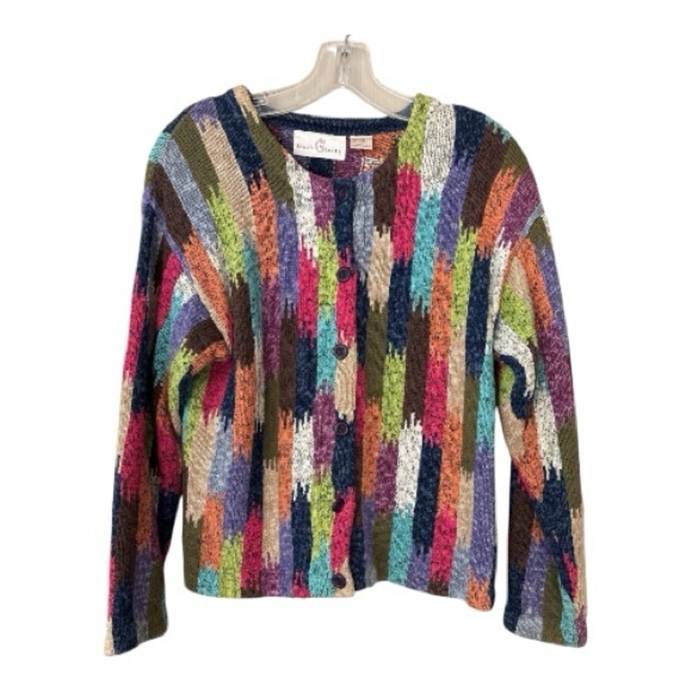 Vintage JANE’S CLOSET sweater cardigan, multi colored, Size Small, cotton ramie - Picture 5 of 5